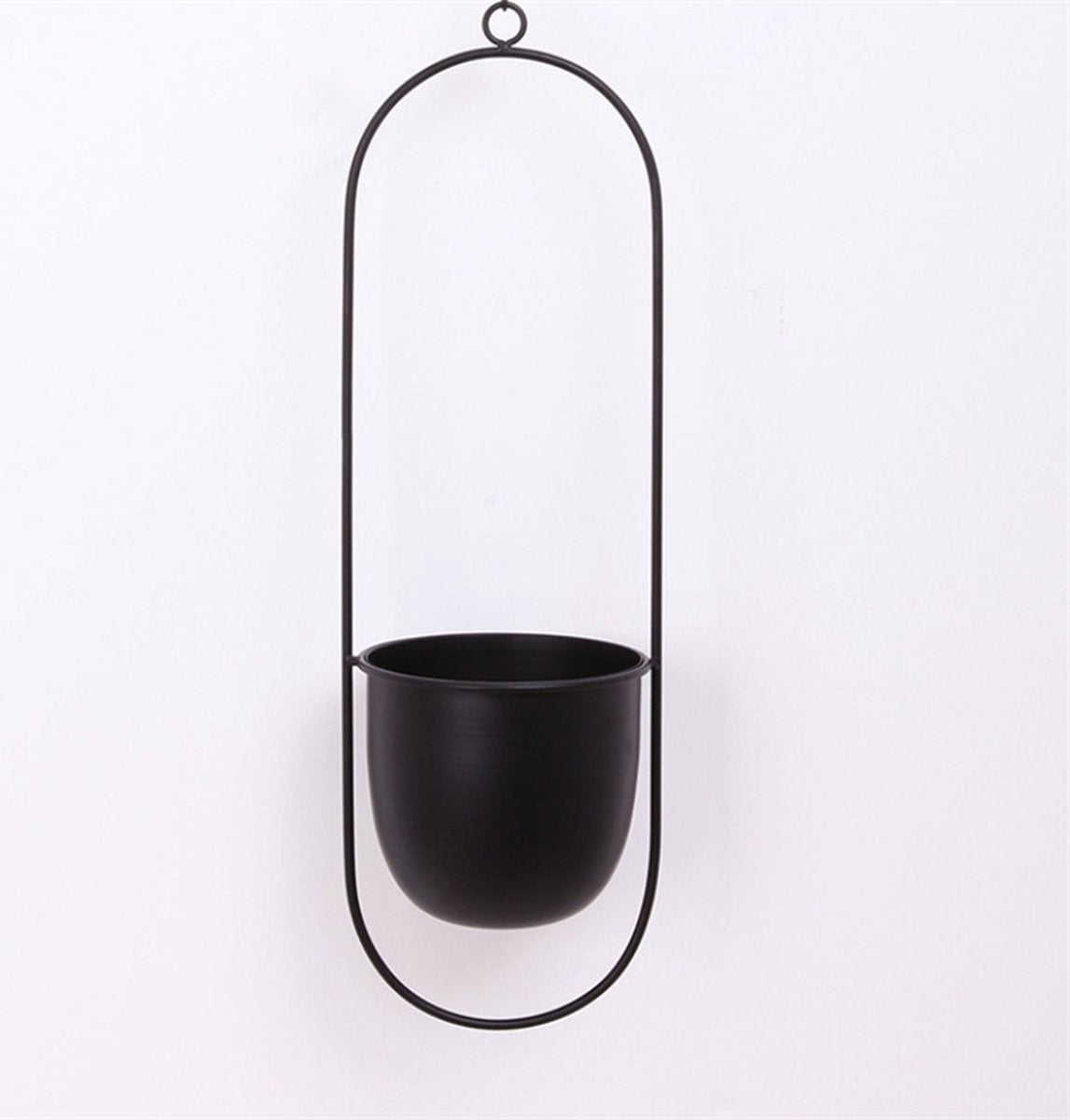  Be-Inspired® Hangende Bloempot Ovaal - Bloempot Binnen - Voor Hangplant – Plant Bloem Pot Met Opknoping – Plantenhanger - Plantenbak - Industrieel – Scandinavisch - Metaal - Zwart