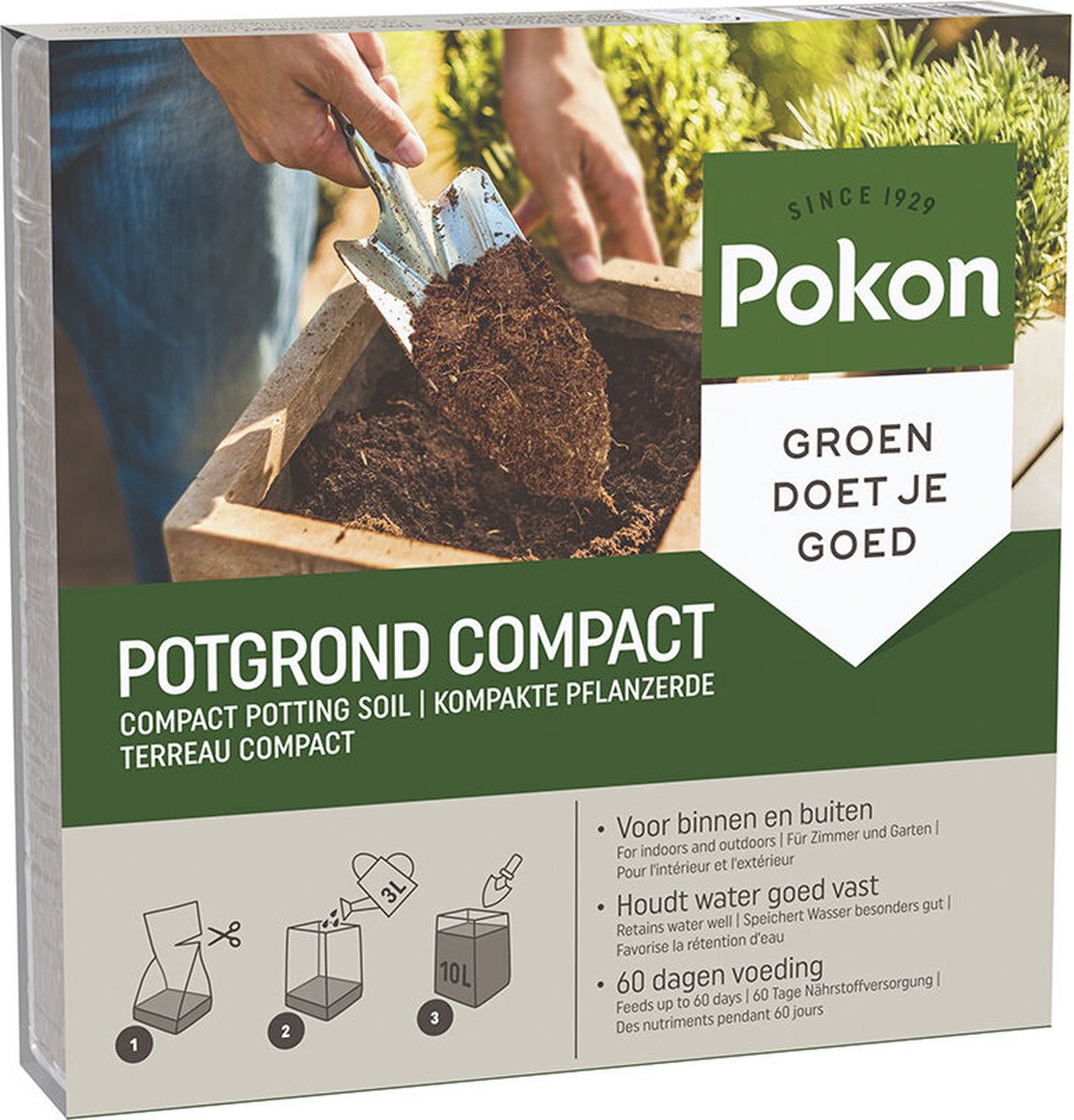  Pokon Kokos Potgrond Compact - 10l - Potgrond (universeel) - 60 Dagen Voeding - Alleen Water Toevoegen