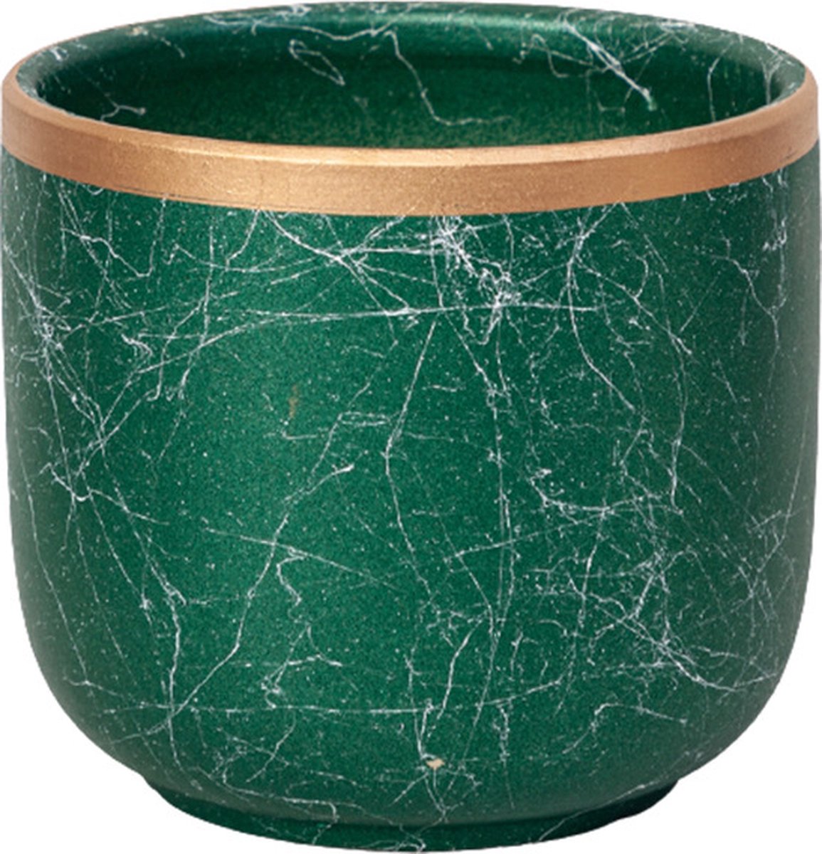  Bloempotten Binnen - Keramiek - Gouden Rand - Bloempot Buiten - Afvoergat 24 Cm - Groen – Groot