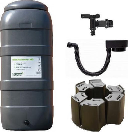  Luxe Voordeelset 100L Antraciet Rainsaver Regenton + Kraan + Voet + Vulautomaat| Muurmodel