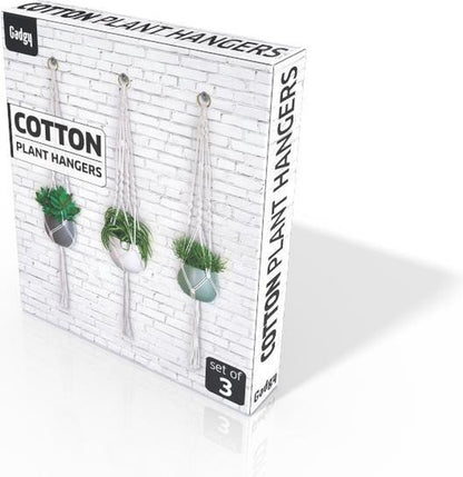  Gadgy Plantenhanger Macramé 3 Stuks - Luxe Gevlochten Touw Katoen - Plantenpot Ophangen - Hangpot