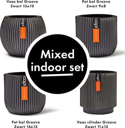  Capi Europe - Set Van 4 - Bloempot Binnen - Groove - Antraciet