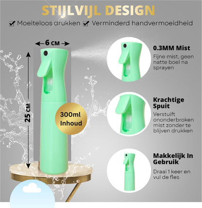 Merkloos BeautyFit - Mist Sprayer Groen - Mist Verstuiver Water- Haarspuit Kapper - Waterspray - Waterverstuiver Haar - Spuitfles Haar - Plantenspuit - 300 Ml