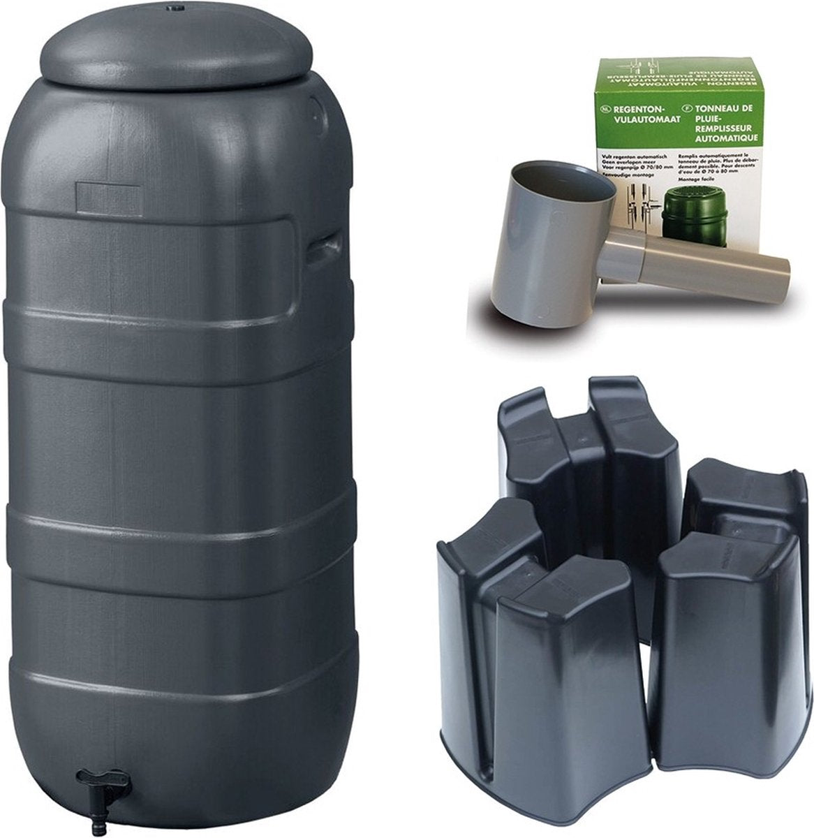  Harcostar Rainsaver Regenton 100 Liter Antraciet Met Vulautomaat En 3 Delige Voet