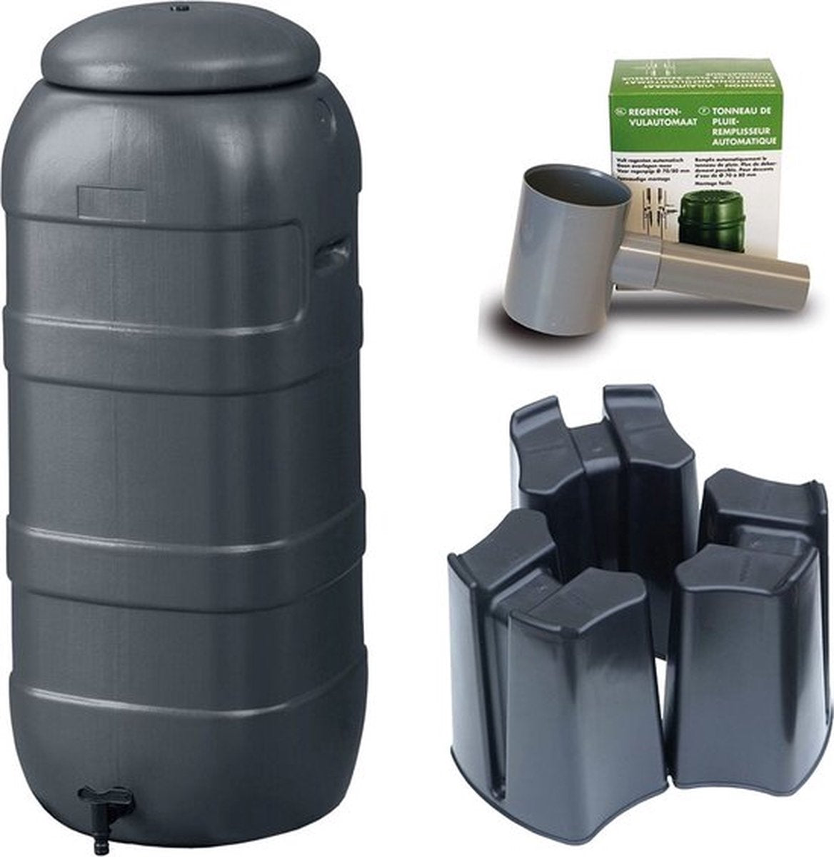  Regenton Rainsaver - Antraciet 100 L + Voet + Vulautomaat