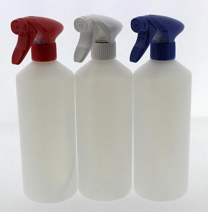  Set Van 3 Lege Sprayflacons 750ml | Professionele Afsluitbare Spraykop | 1 Rode - 1 Witte - 1 Blauwe Spraykop | Navulbaar
