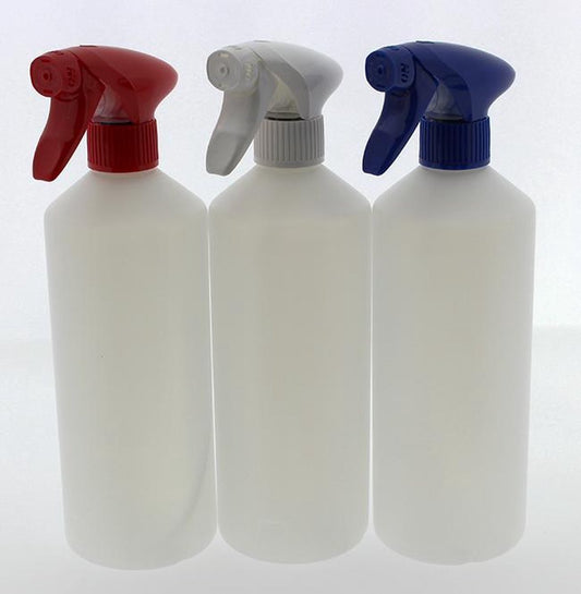  Set Van 3 Lege Sprayflacons 750ml | Professionele Afsluitbare Spraykop | 1 Rode - 1 Witte - 1 Blauwe Spraykop | Navulbaar