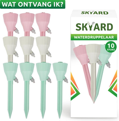  SKYARD® Waterdruppelaar Set Van 10 – Watergeefsysteem Geschikt Binnen (Kamerplanten) En Buiten – Bewateringssysteem Met Instelbare Druppelsnelheid - Irrigatiesysteem - Planten Watergever - Waterbol