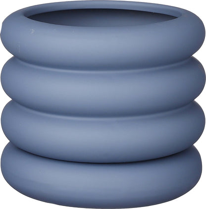  Mica Decorations Ilse Bloempot Met Schotel - H16 X Ø18,5 Cm - Keramiek - Blauw