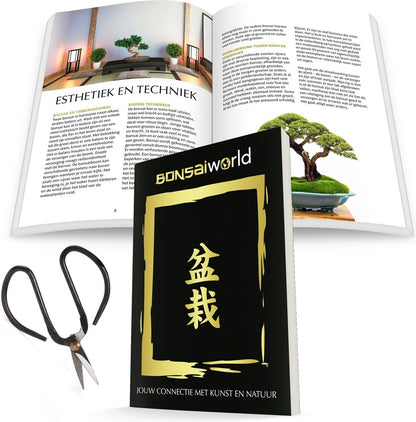  Bonsaiworld Bonsai Boompje + Starters Kit - 5-Delige Set - 10 Jaar Oude Bonsai Boom - Hoogte 25-30 Cm