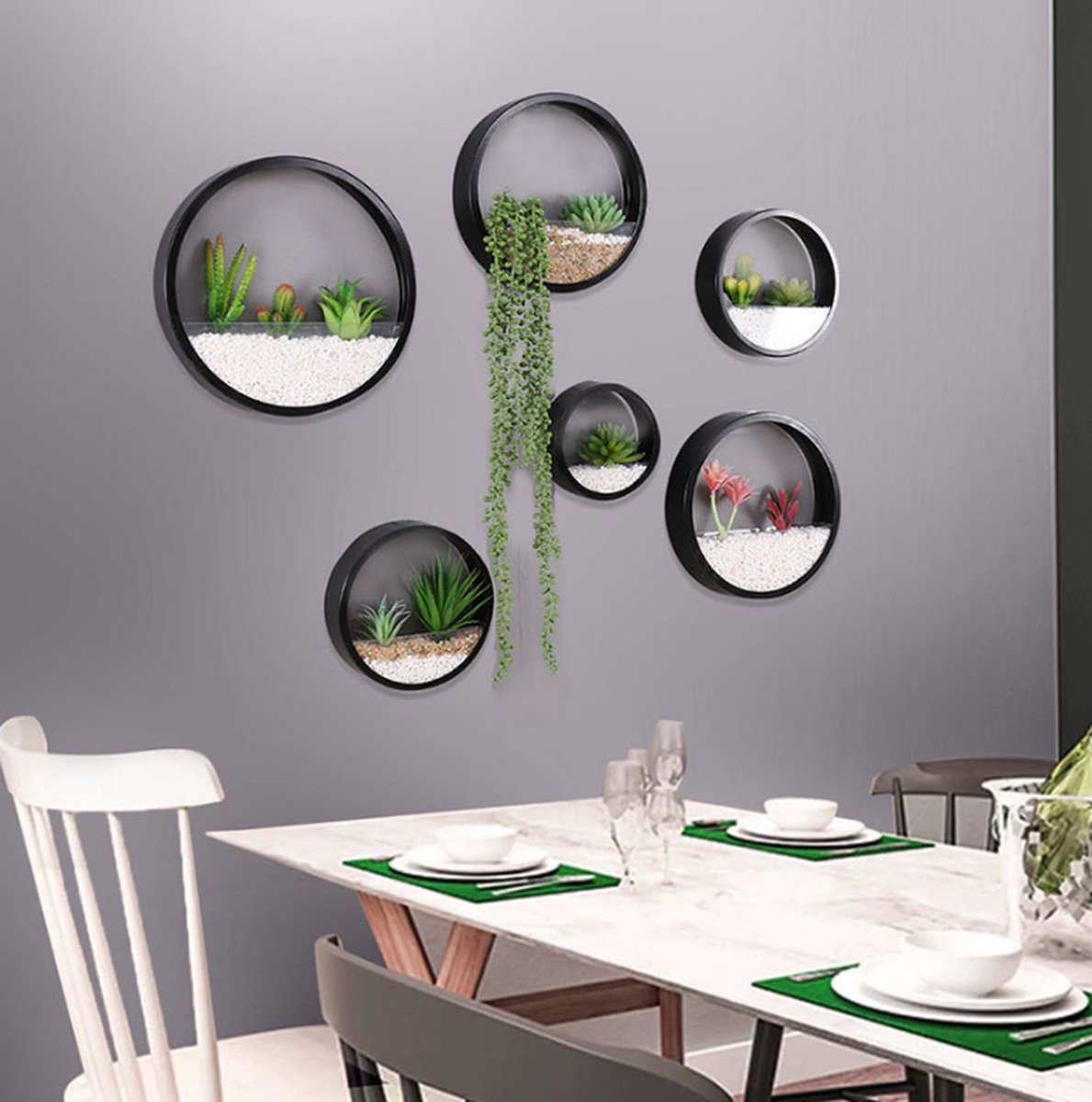  Ronde Muur Plantenbak Zwart - Decoratie - Planten - Interieur - Bloemen - Woondecoratie - Muurbekleding -