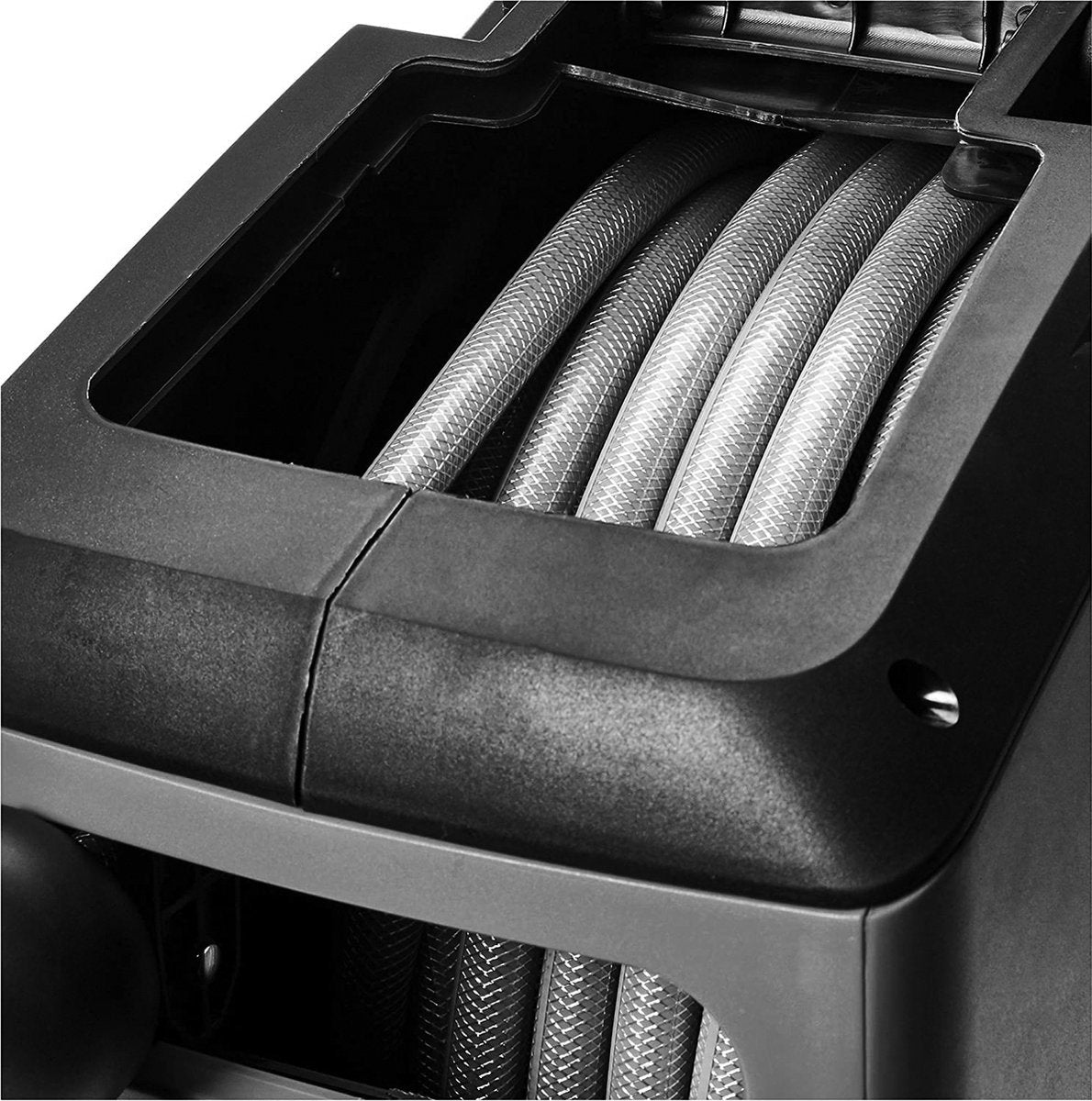  CoolHome Wandslangenbox 15 Meter + 1,5 Meter - Tuinslang Met Haspel- Slangenhouder 180° Draaibaar - Tuinslanghaspel Zwart - Grijs