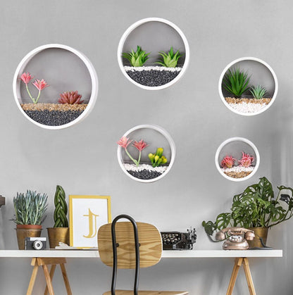  Ronde Muur Plantenbak Zwart - Decoratie - Planten - Interieur - Bloemen - Woondecoratie - Muurbekleding -