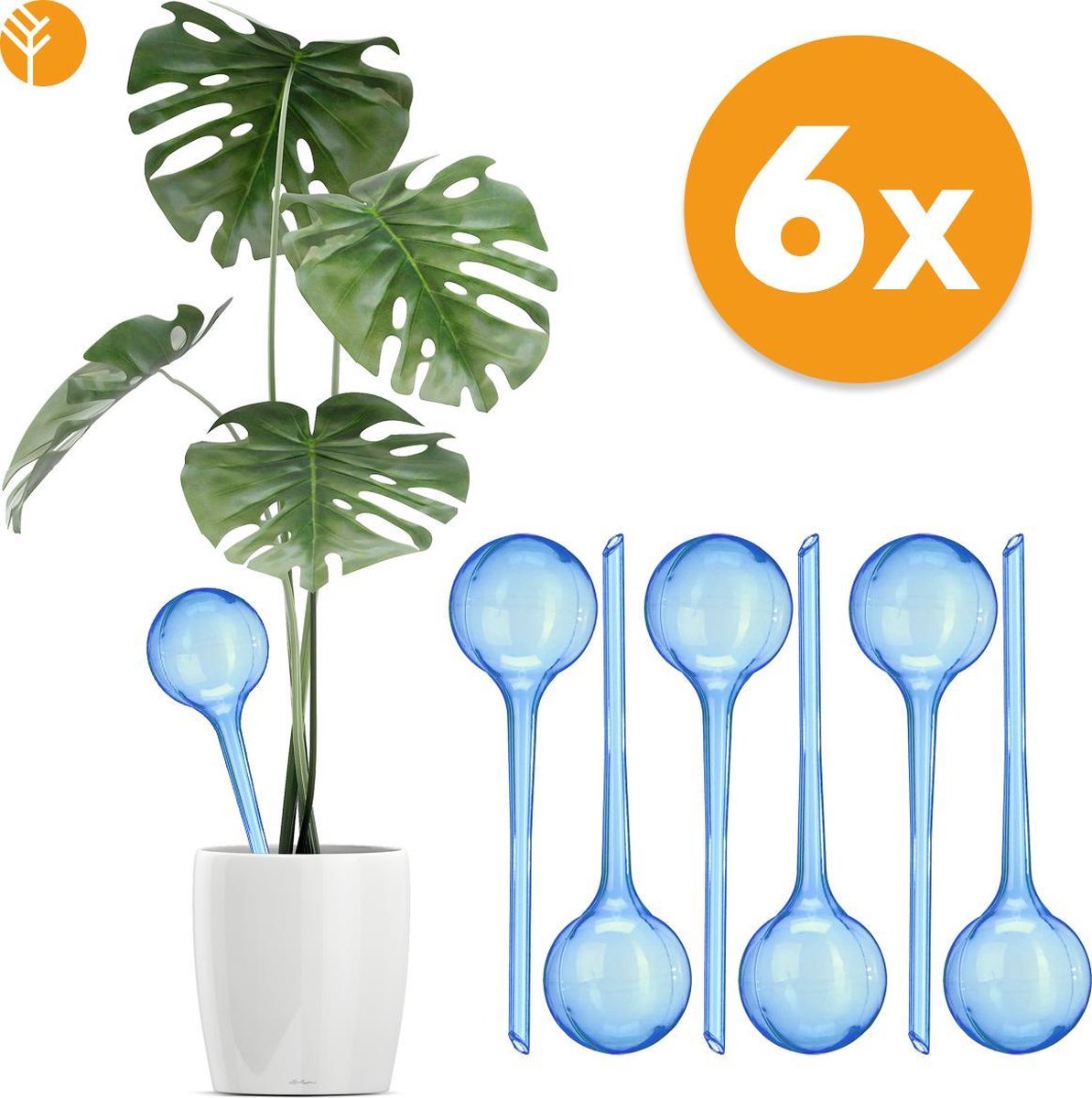  Waterdruppelaar Blauw Set Van 6 Stuks Voor Planten – 27 CM – Automatisch Watergeefsysteem Voor Kamerplanten – Planten Watergever Met Druppelsysteem – Waterbol