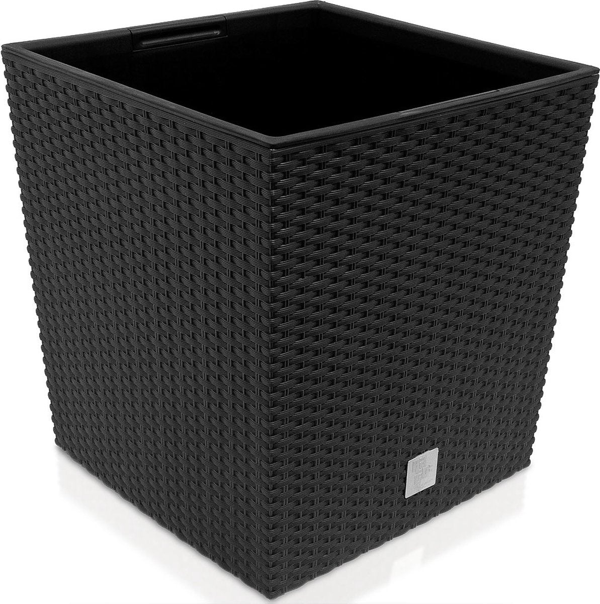 Prosperplast Kunststof Rato Rotan Bloempot/plantenpot Met Binnenpot Antraciet 40 Cm - Bloempotten Voor Binnen En Buiten