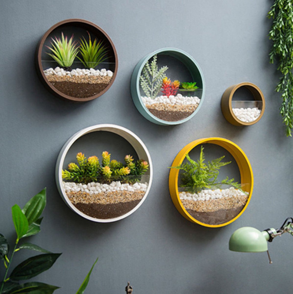  Ronde Muur Plantenbak Zwart - Decoratie - Planten - Interieur - Bloemen - Woondecoratie - Muurbekleding -