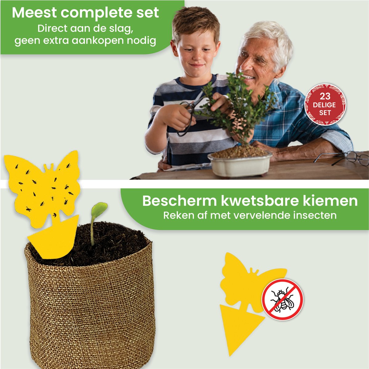  Qubis Bonsai Starters Kit - 23 Delige Kweekset - 5 Soorten Premium Zaden - DIY Pakket - Binnen Bonsai Boompje Kweken - Incl. Rouwvliegjes Vanger