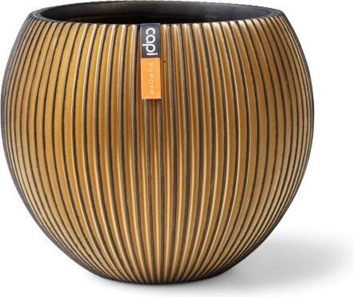  Capi Europe - Vaas Bol Groove XL - 39x33 - Goud - Bloempot Voor Binnen - Opening ⌀24 - GVGB270