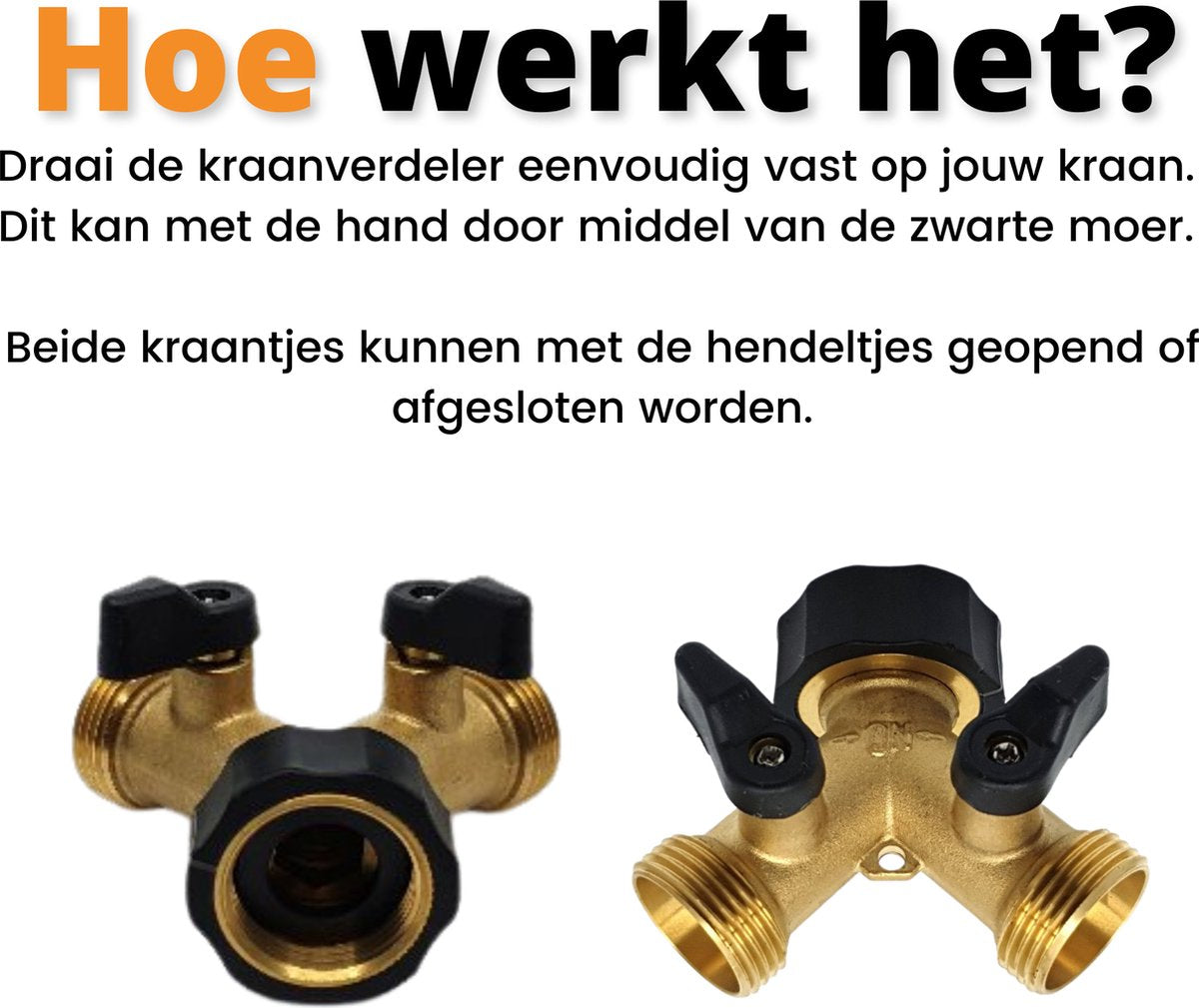  Horvitus Waterverdeler 2 Weg - Y Stuk Kraan Splitter - Voor Europese Kranen - Messing