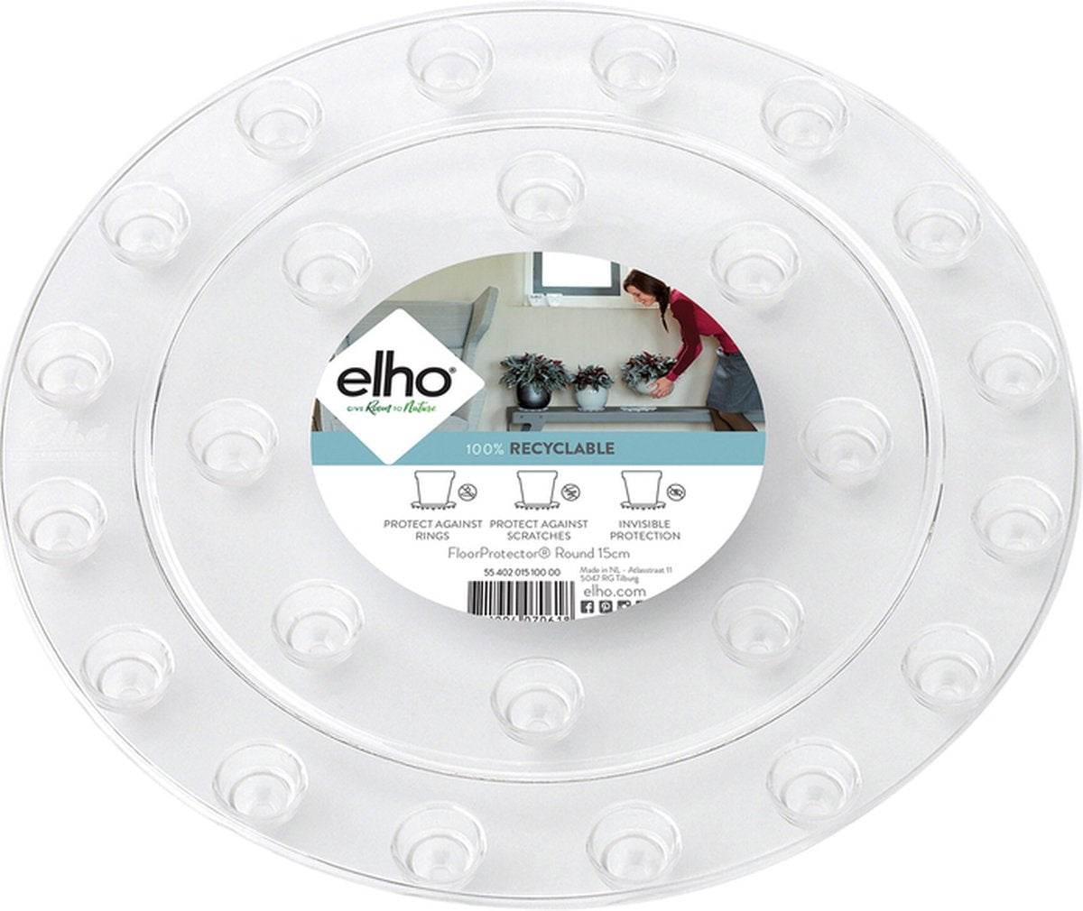  Elho Floorprotector Rond 25 - Accessoires Voor Binnen - Ø 25.0 X H 1.5 Cm - Transparant/Transparant