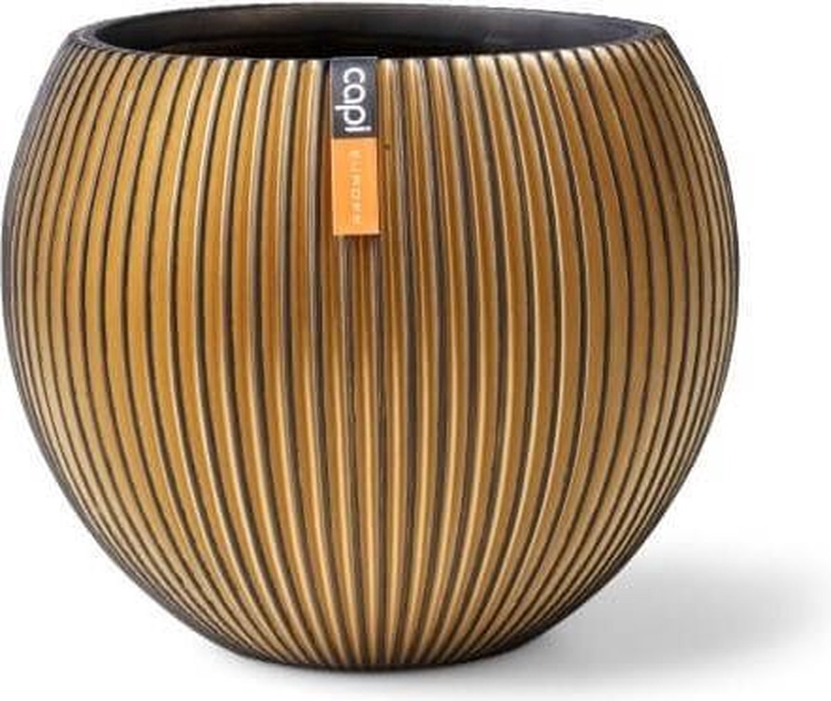  Capi Europe - Vaas Bol Groove XL - 63x51 - Goud - Bloempot Voor Binnen - Opening ⌀42 - GVGB271