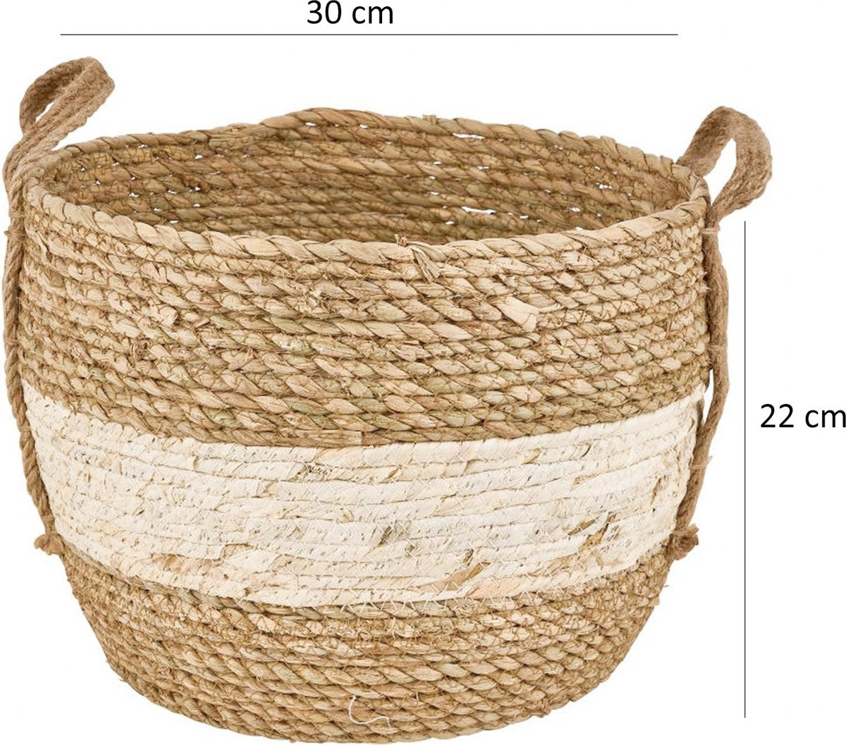 Merkloos Plantenmand 30x22cm Naturel Bruin – Multifunctionele Mand – Handgemaakt – Planten-houder – Planten Accessoires – Planten Mand