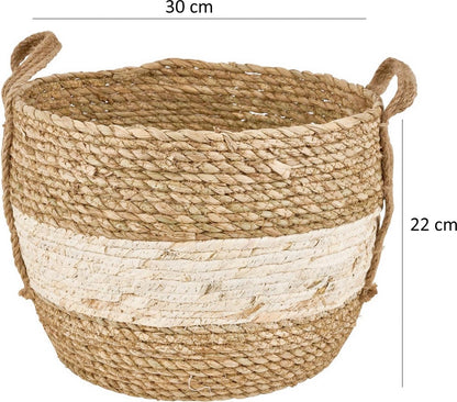 Merkloos Plantenmand 30x22cm Naturel Bruin – Multifunctionele Mand – Handgemaakt – Planten-houder – Planten Accessoires – Planten Mand