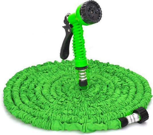 Merkloos Tuinslang - Tuinslag Flexibel - Tuinslag Flexibel 15M -15 Meter - Tuinslangen - Uitrekbaar - Met Koppelstuk - 7 In 1 Sproeikop
