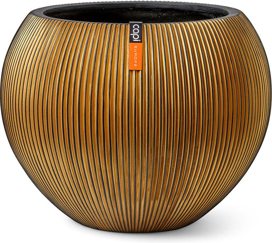  Capi Europe - Vaas Bol Groove XL - 63x51 - Goud - Bloempot Voor Binnen - Opening ⌀42 - GVGB271