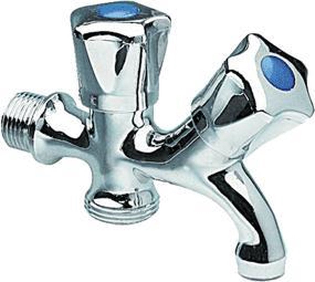  Dubbele Tapkraan Bonfix - 1/2" Muuraansluiting - 3/4" Onderaansluiting
