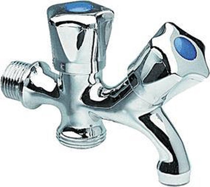 Dubbele Tapkraan Bonfix - 1/2" Muuraansluiting - 3/4" Onderaansluiting
