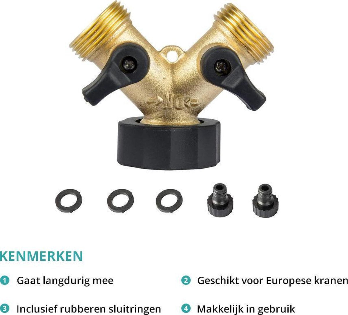  Sens Design Waterverdeler 2-weg – Messing – Past Op Europese Kranen