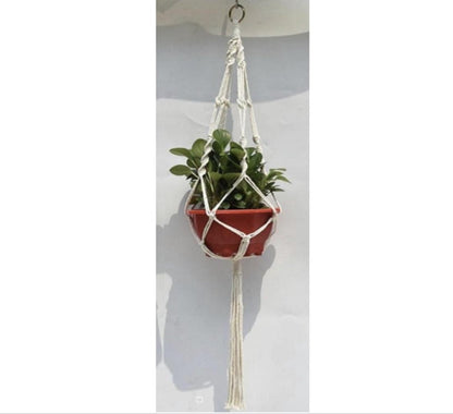 Merkloos Plantenhanger Macramé - Luxe Gevlochten Touw Katoen - 1 Stuk - Plantenpot Ophangen - Planthanger