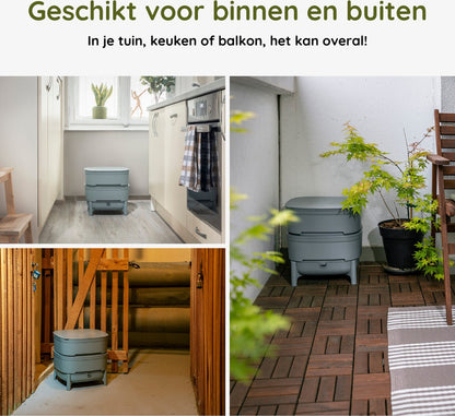  Wormenboerderij Kunststof Wormenbak - Wormenhotel - Wormentoren - Wormen Compostbak - Compost - 30L - 100% Gerecycled Kunststof - Exclusief Compostwormen