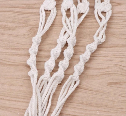 Merkloos Plantenhanger Macramé - Luxe Gevlochten Touw Katoen - 1 Stuk - Plantenpot Ophangen - Planthanger