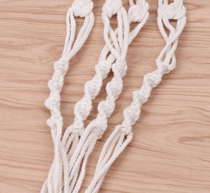 Merkloos Plantenhanger Macramé - Luxe Gevlochten Touw Katoen - 2 Stuks - Plantenpot Ophangen