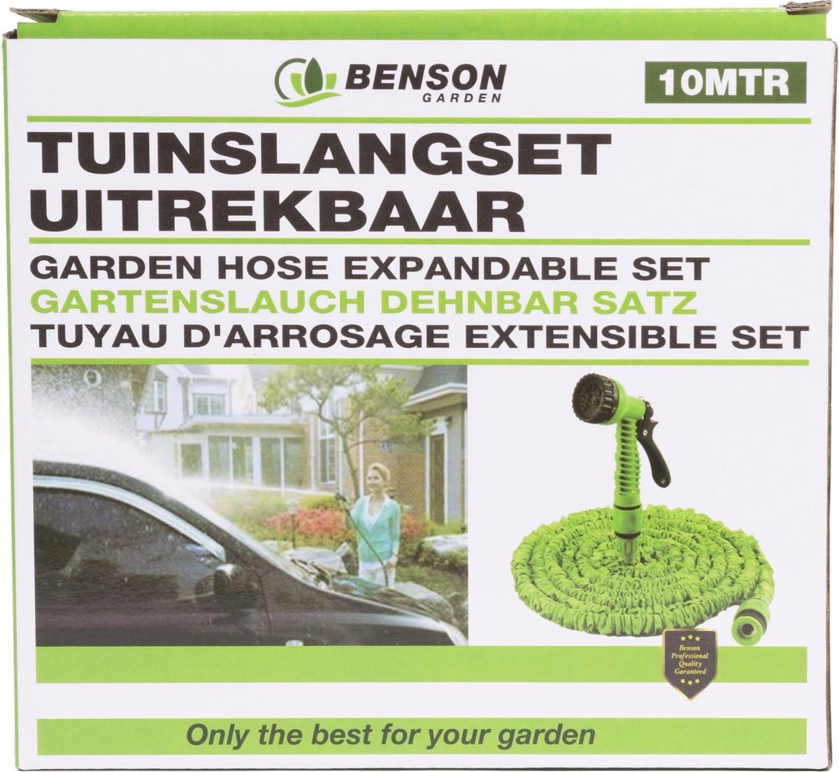  Benson - Tuinslang - Fexibel - 10 Meter - Tuinslang Met Koppeling - Spuitpistool - Groen