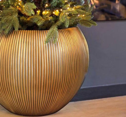  Capi Europe - Vaas Bol Groove XL - 63x51 - Goud - Bloempot Voor Binnen - Opening ⌀42 - GVGB271