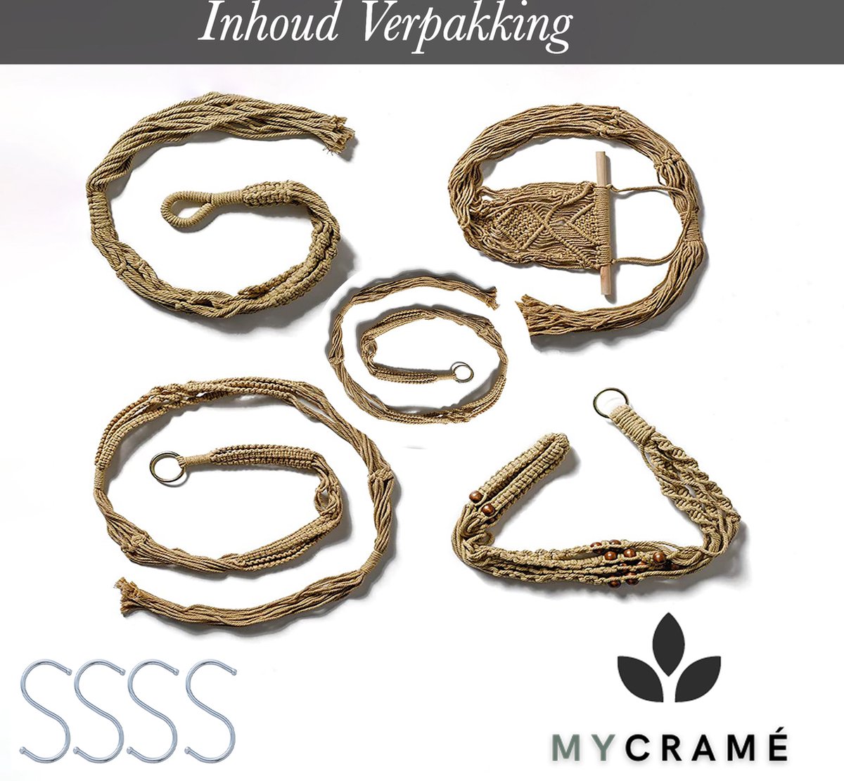 5 Stuks Luxe Jute Plantenhangers - Boho Handgeweven Katoen Hangpot Voor Binnen/Buiten - Hangende Bloempot Met Kralen - Macramé Touw/Koord Hangplant Houder - Bohemian Wandhanger Decoratie - Plant Hanger - Verticale Tuin Bloempothouder Planthanger