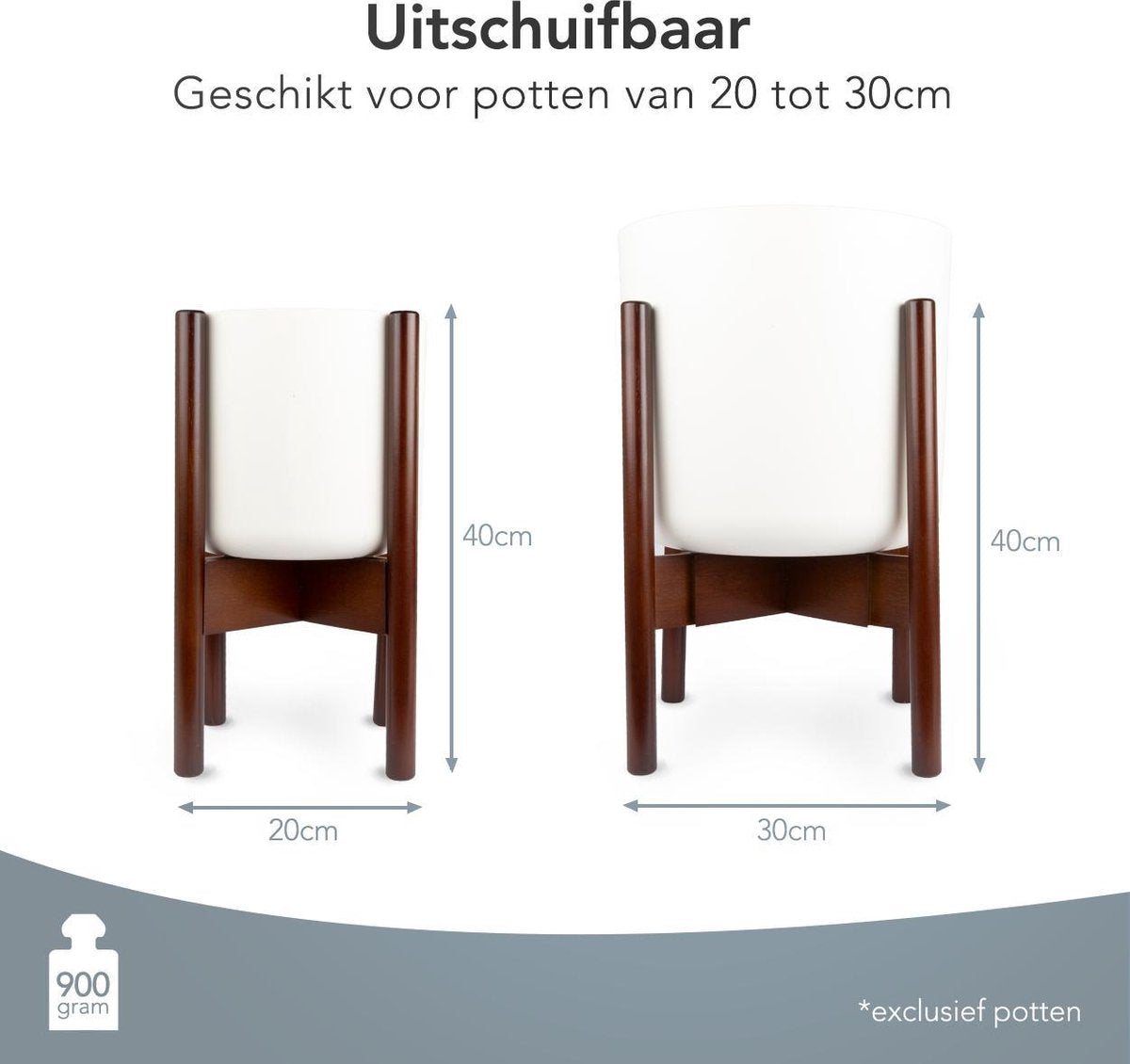 LifeGoods Planten Standaard - Uitschuifbare Bloempothouder - 20 Tot 30 Cm - Donker Bamboe