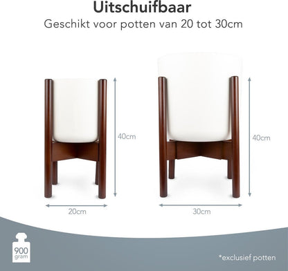  LifeGoods Planten Standaard - Uitschuifbare Bloempothouder - 20 Tot 30 Cm - Donker Bamboe