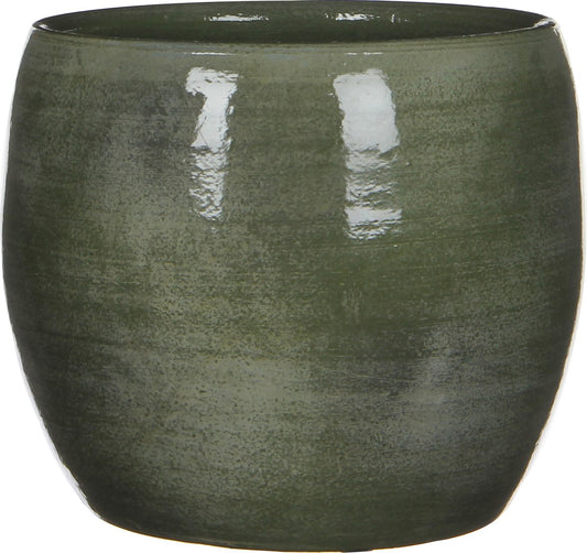  Mica Decorations Lester Bloempot - H18 X Ø20 Cm - Terracotta - Groen