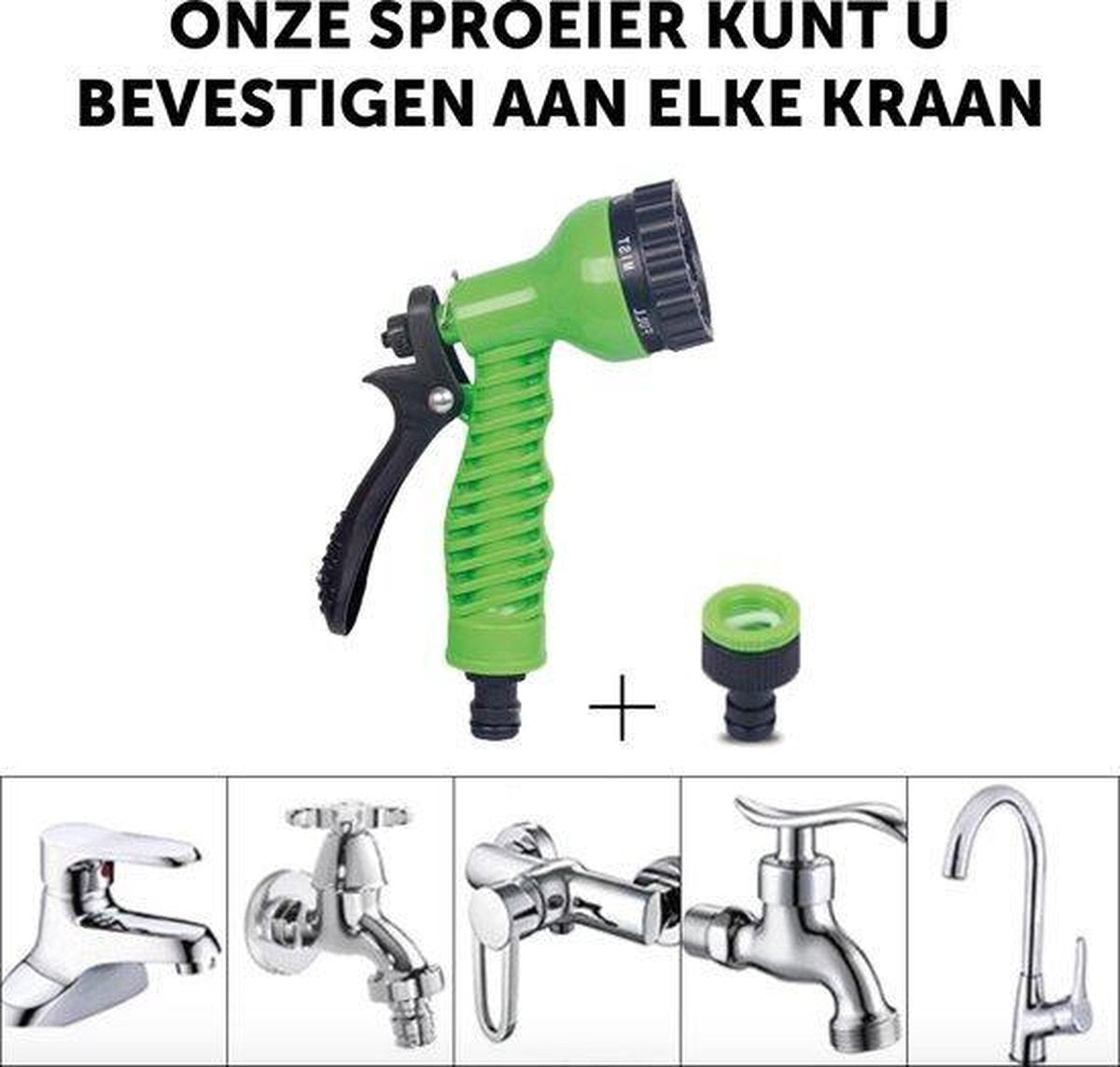 Merkloos Tuinslang - Tuinslag Flexibel - Tuinslag Flexibel 15M -15 Meter - Tuinslangen - Uitrekbaar - Met Koppelstuk - 7 In 1 Sproeikop