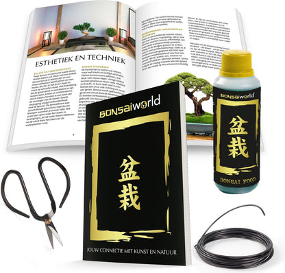  Bonsaiworld Bonsai Starters Kit - Bonsai Voeding, Schaar, Verzorgingsboekje En Draad