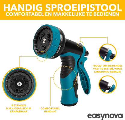  Complete Set Tuinslang Van 30 Meter Met Flexibel Ontwerp – Sproeikop Met 9 Standen – Licht In Gewicht &amp; Makkelijk Opbergen – Uitrekbare Slang -