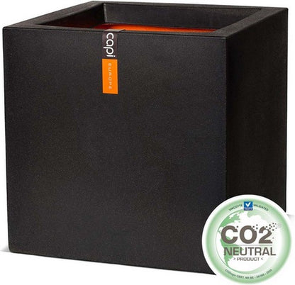  Capi Europe - Bloempot Vierkant Smooth NL - 50x50x50 - Zwart - Voor Binnen En Buiten - KBL904