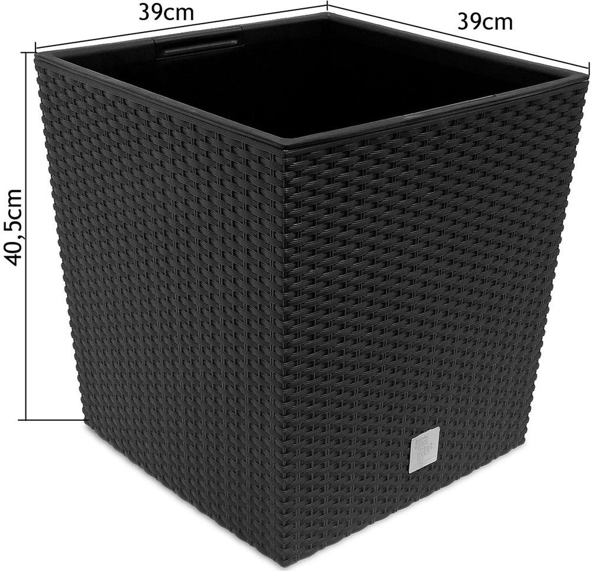 Prosperplast Kunststof Rato Rotan Bloempot/plantenpot Met Binnenpot Antraciet 40 Cm - Bloempotten Voor Binnen En Buiten