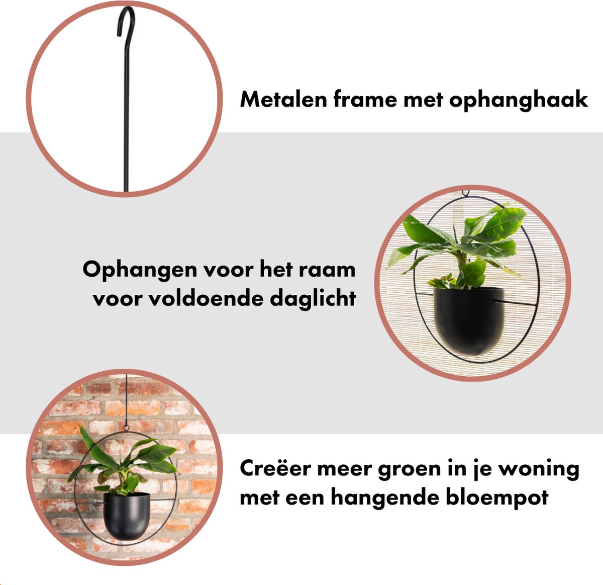  QUVIO Bloempot Hangend / Bloempotten Voor Binnen / Bloempotten / Bloempot Binnen / Bloempot Met Ophanghaak - Metaal