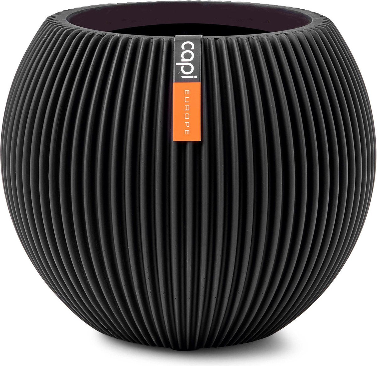  Capi Europe - Vaas Bol Groove - 29x26 - Zwart - Bloempot Voor Binnen - BGVBL104
