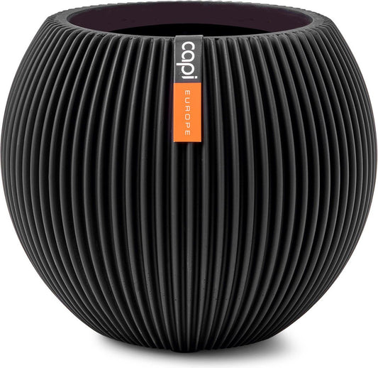  Capi Europe - Vaas Bol Groove - 29x26 - Zwart - Bloempot Voor Binnen - BGVBL104
